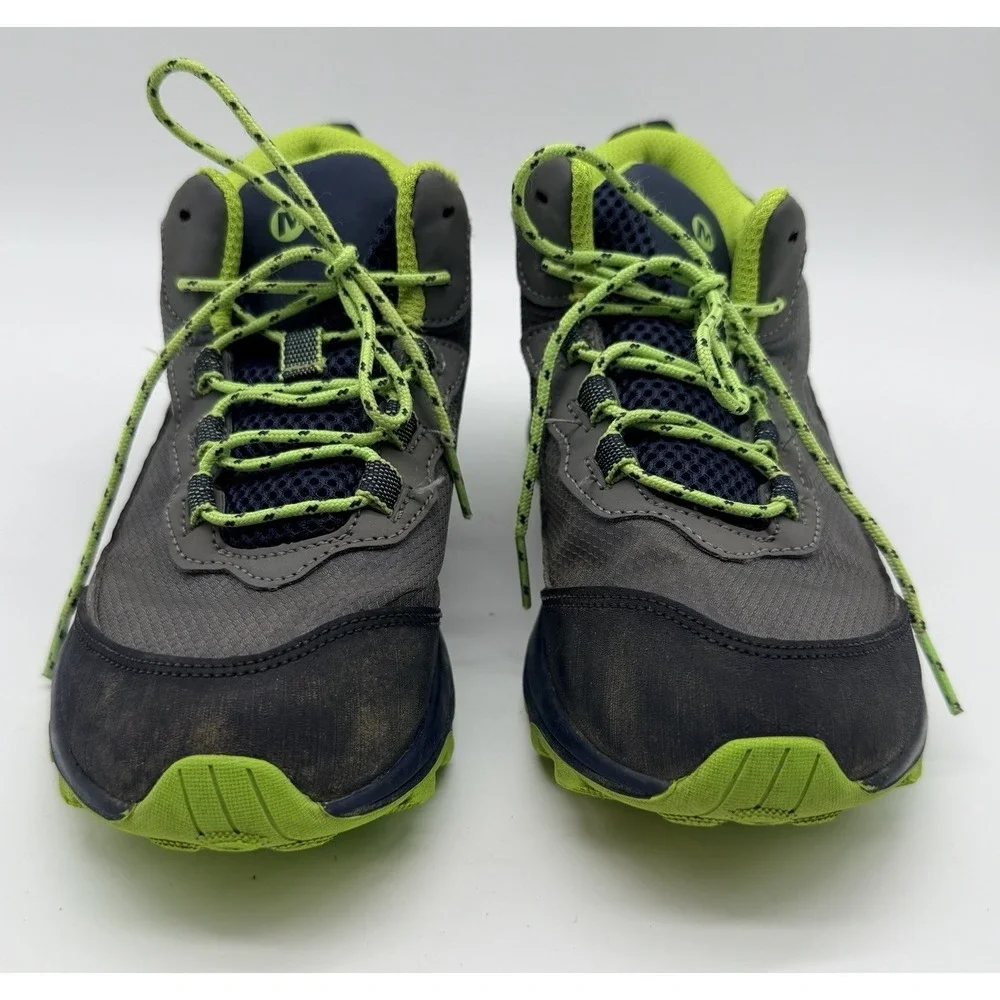 Merrell Shoes Boys Sz 4M Gray‎ Lime Moab Speed Waterproof Hike Trail MK265212